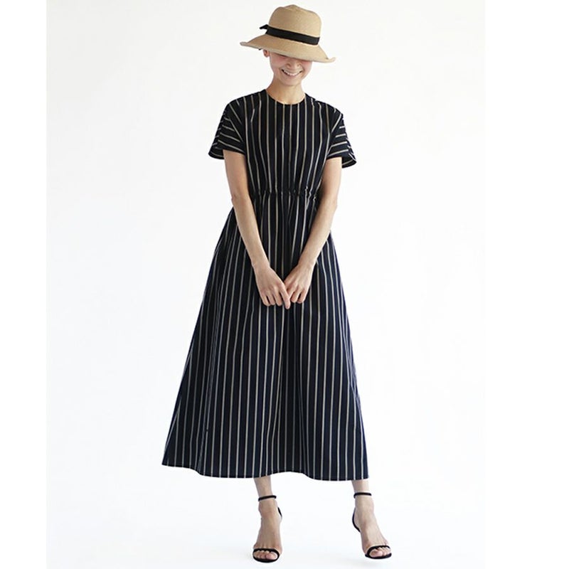 実物大型紙・フラットカラードレス Mパターン研究所 簡単半袖ワンピース型紙 ハイウエスト切替