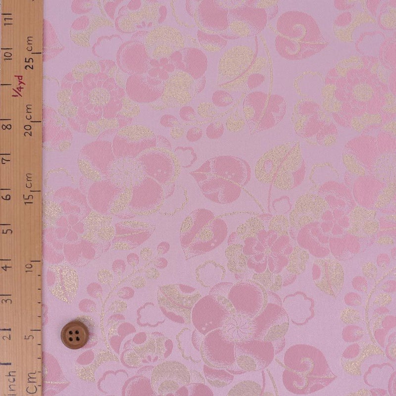 金襴生地(金らん) 辻が花風文様(ピンク) 10cm単位 切り売り 西陣織きんらん織物 花柄かわいい 和小物用生地 和柄 モダン和風