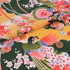 一越ちりめん生地 花孔雀(深緑) 10cm単位 切り売り