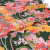 一越ちりめん生地 花孔雀(深緑) 10cm単位 切り売り