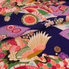 一越ちりめん生地 鶴に扇(江戸紫) 10cm単位 切り売り