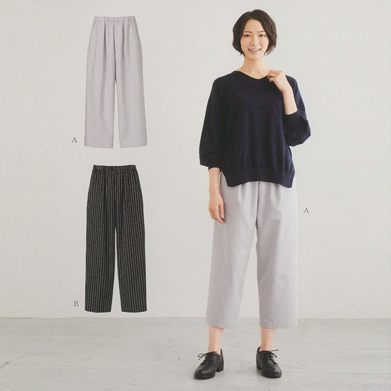 実物大型紙・ウエストゴムのタックパンツ