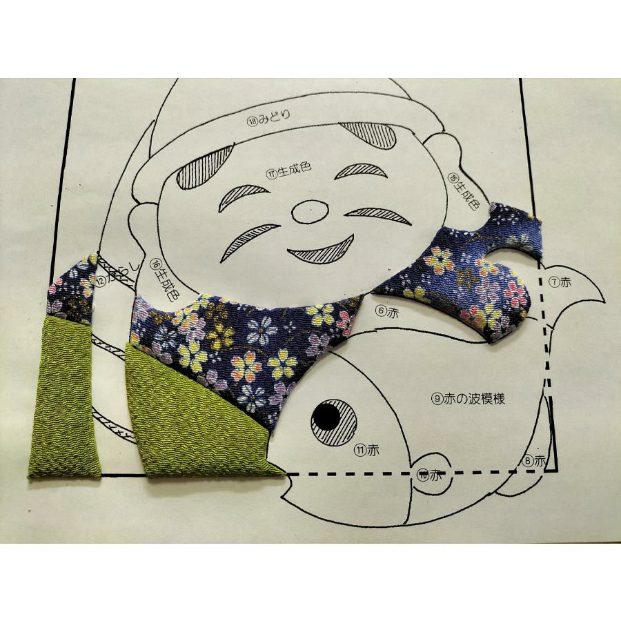 押し絵手芸品（七福神） 押し絵キット 開運招福七福神「恵比寿」 |生地 和柄/和布/ちりめん手芸