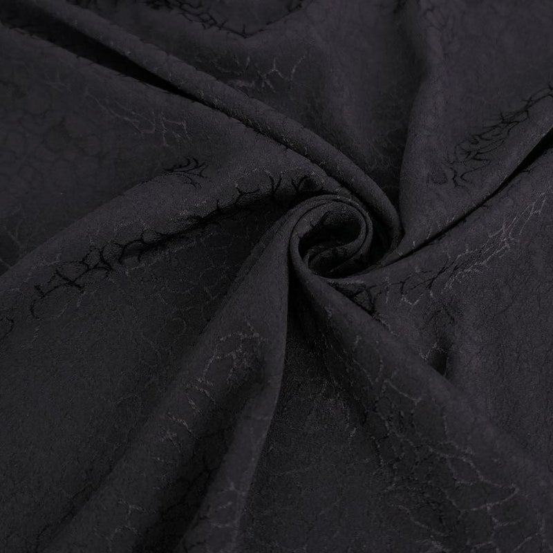  ポリエステルちりめんジャガード・バラ模様(黒)