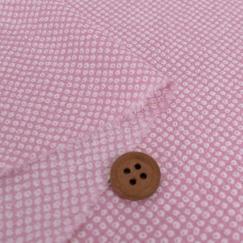 ポリちりめん生地 小さなかのこ柄(桃色) 10cm単位 切り売り