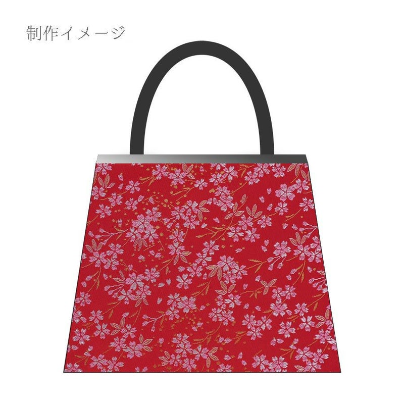金襴生地(金らん) 桜花の舞(赤) 10cm単位 切り売り