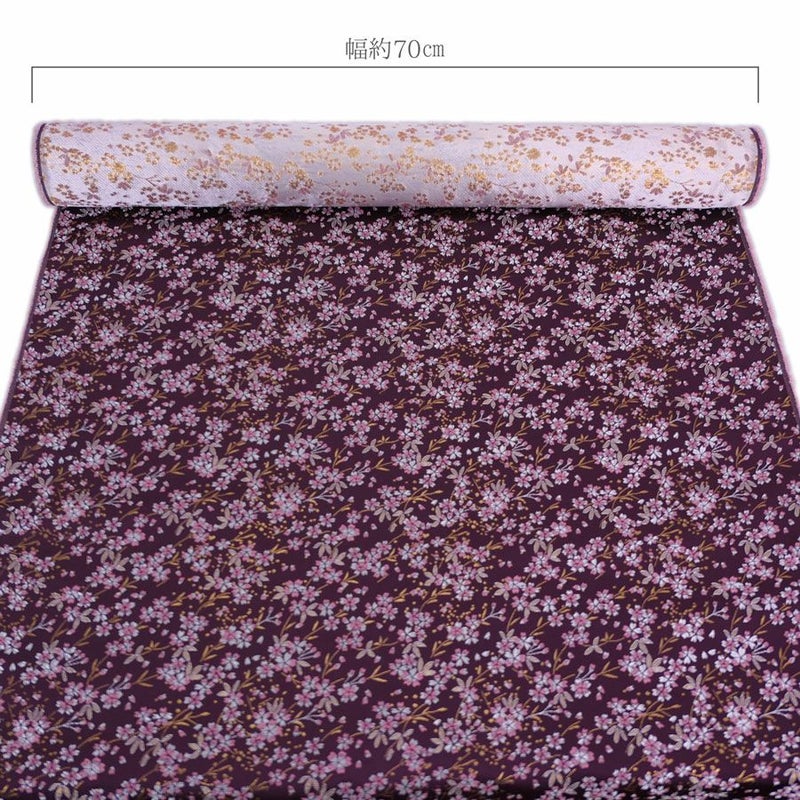 金襴生地(金らん) 桜花の舞(深紫) 10cm単位 切り売り