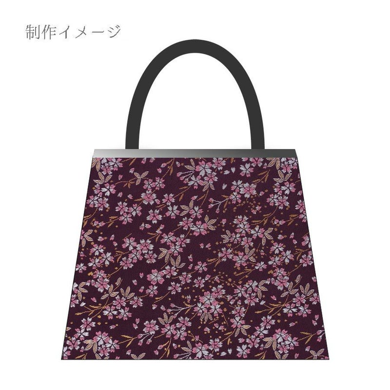 金襴生地(金らん) 桜花の舞(深紫) 10cm単位 切り売り