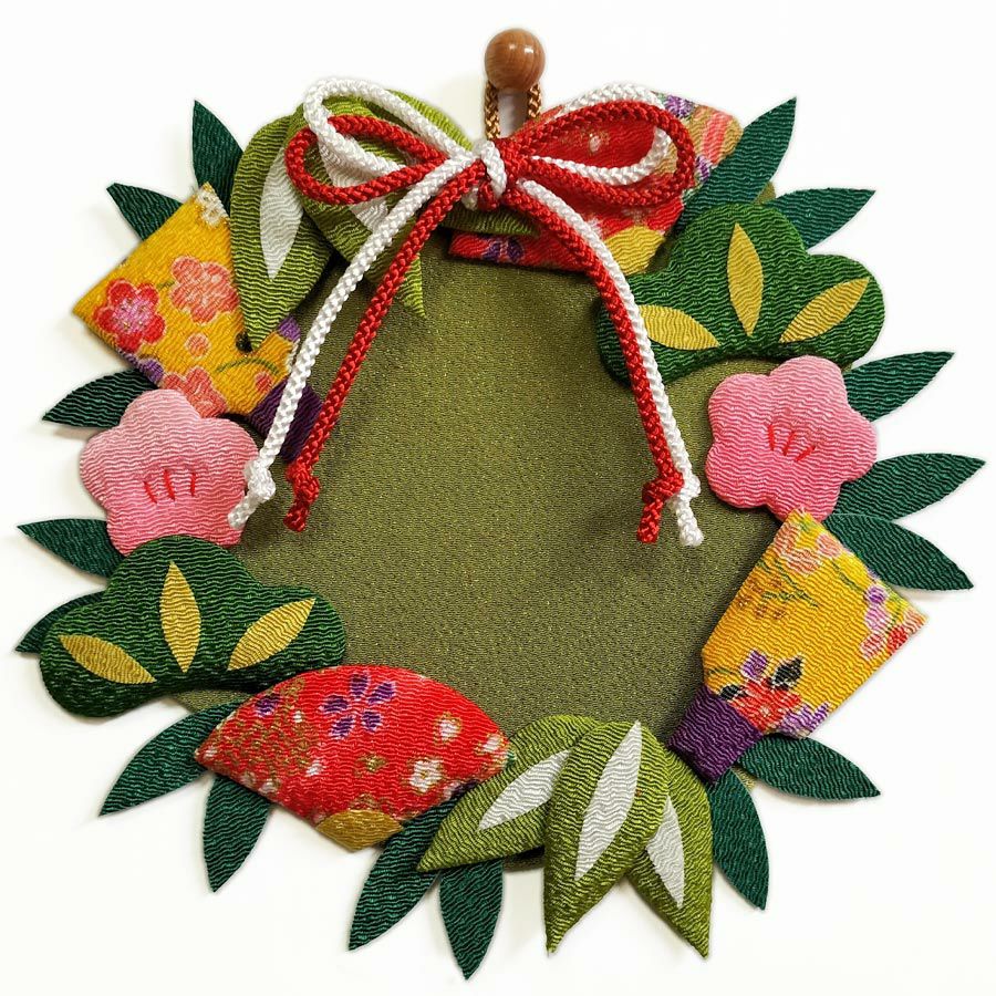 押絵キット 迎春の花リース |生地 和柄/和布/ちりめん手芸通販布がたり