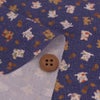和柄コットン生地 招き猫に小判(青) 10cm単位 切り売り
