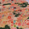一越ちりめん生地 折鶴古典文様(ふかみどり/たまご色) 10cm単位 切り売り