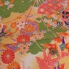 一越ちりめん生地 折鶴古典文様(きみどり/たまご色) 10cm単位 切り売り