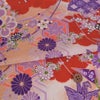 一越ちりめん生地 折鶴古典文様(紅緋/紫) 10cm単位 切り売り