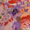 一越ちりめん生地 折鶴古典文様(紅緋/紫) 10cm単位 切り売り