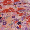 一越ちりめん生地 折鶴古典文様(紅緋/紫) 10cm単位 切り売り