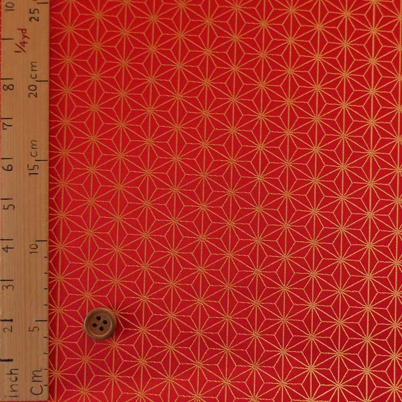 光沢ジャカード 麻の葉(赤) 10cm単位 切り売り