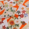 金箔一越ちりめん 色紙に花と紅葉(橙) 10cm単位 切り売り