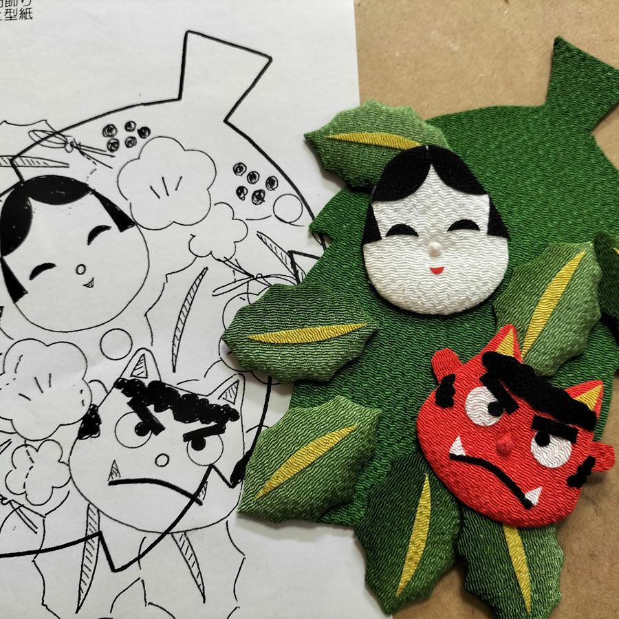 押絵キット 厄除けの門飾り |生地 和柄/和布/ちりめん手芸通販布がたり