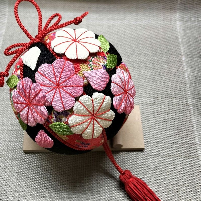 ちりめん手芸キット 房付き手まり 四季の花4種セット