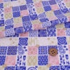 和柄コットン生地 市松パッチワーク文様(青) 10cm単位 切り売り