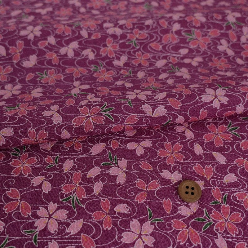 ちりめん生地 桜水(京紫) 10cm単位 切り売り