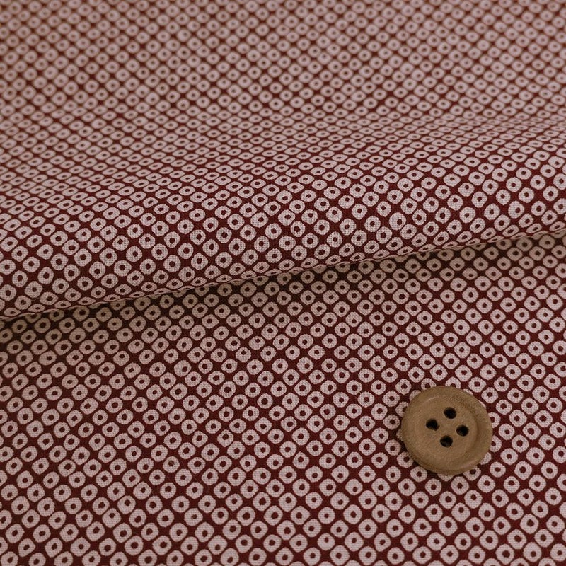 和柄コットン生地 疋田しぼり柄(あずき色) 10cm単位 切り売り