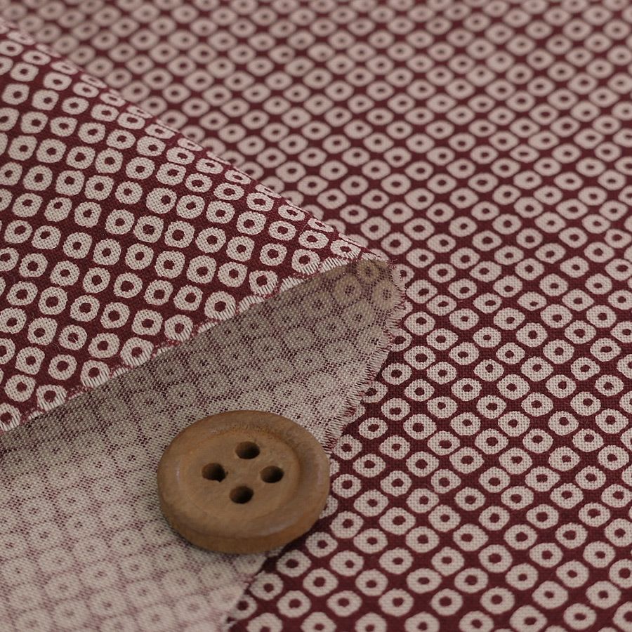 和柄コットン生地 疋田しぼり柄(あずき色) 10cm単位 切り売り