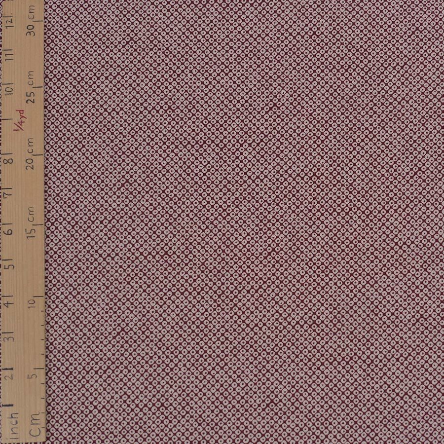 和柄コットン生地 疋田しぼり柄(あずき色) 10cm単位 切り売り