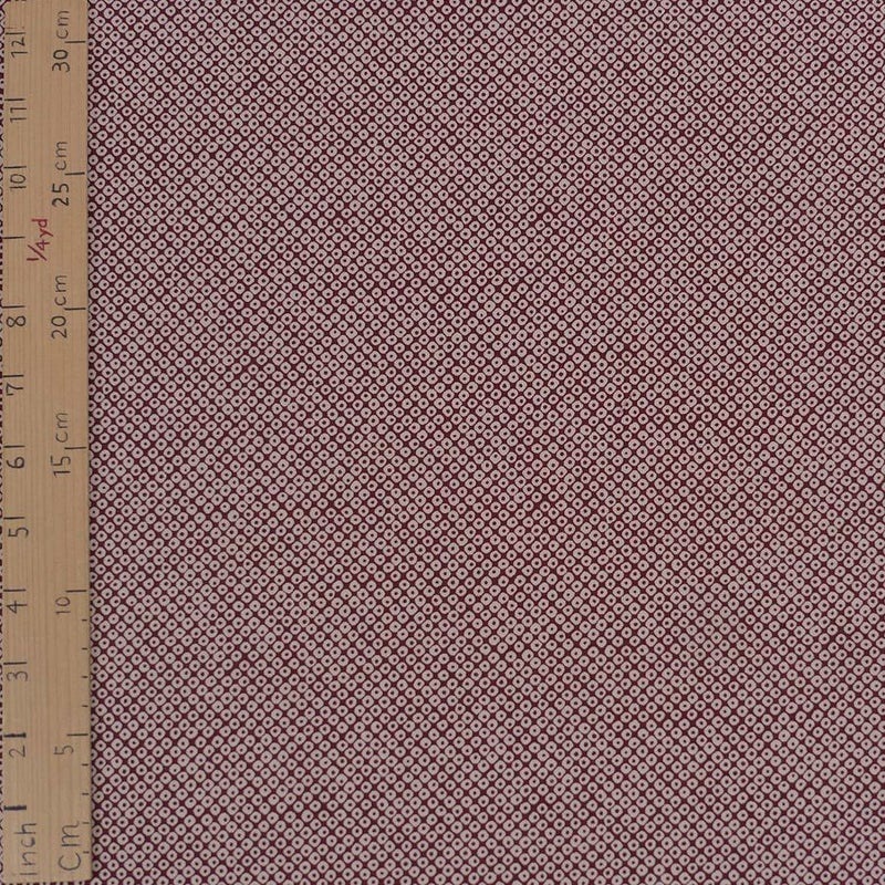 和柄コットン生地 疋田しぼり柄(あずき色) 10cm単位 切り売り