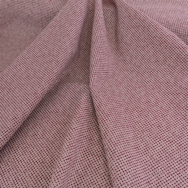 和柄コットン生地 疋田しぼり柄(あずき色) 10cm単位 切り売り