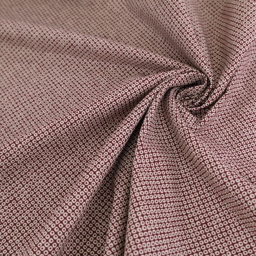 和柄コットン生地 疋田しぼり柄(あずき色) 10cm単位 切り売り