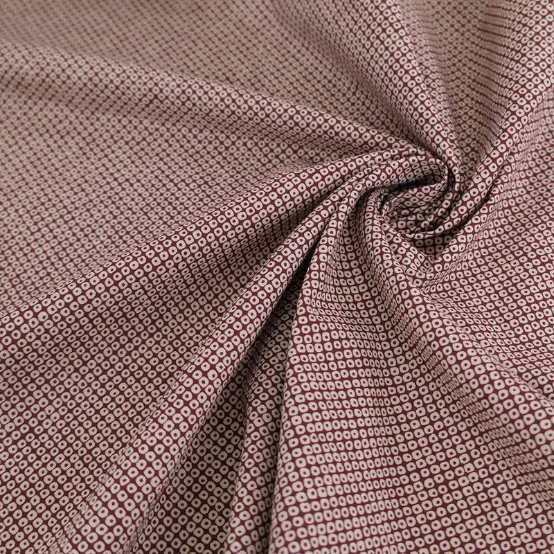 和柄コットン生地 疋田しぼり柄(あずき色) 10cm単位 切り売り