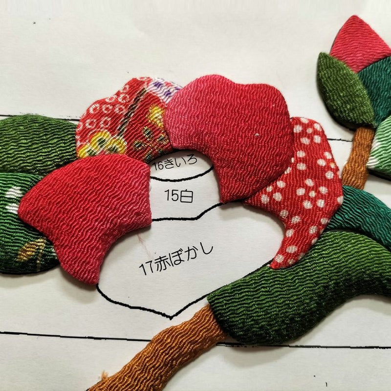 押し絵細工キット 末廣飾り 紅椿