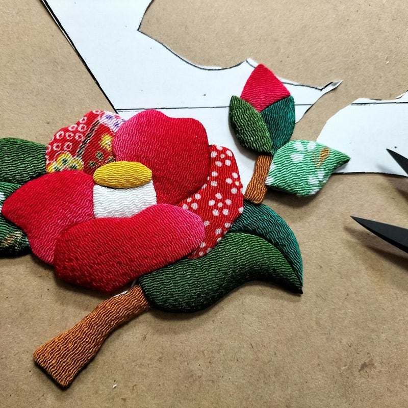 押し絵細工キット 末廣飾り 紅椿