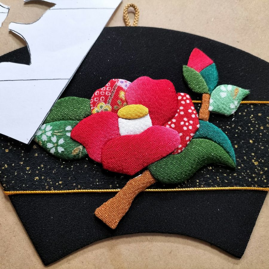 押し絵細工キット 末廣飾り 紅椿 |生地 和柄/和布/ちりめん手芸通販布