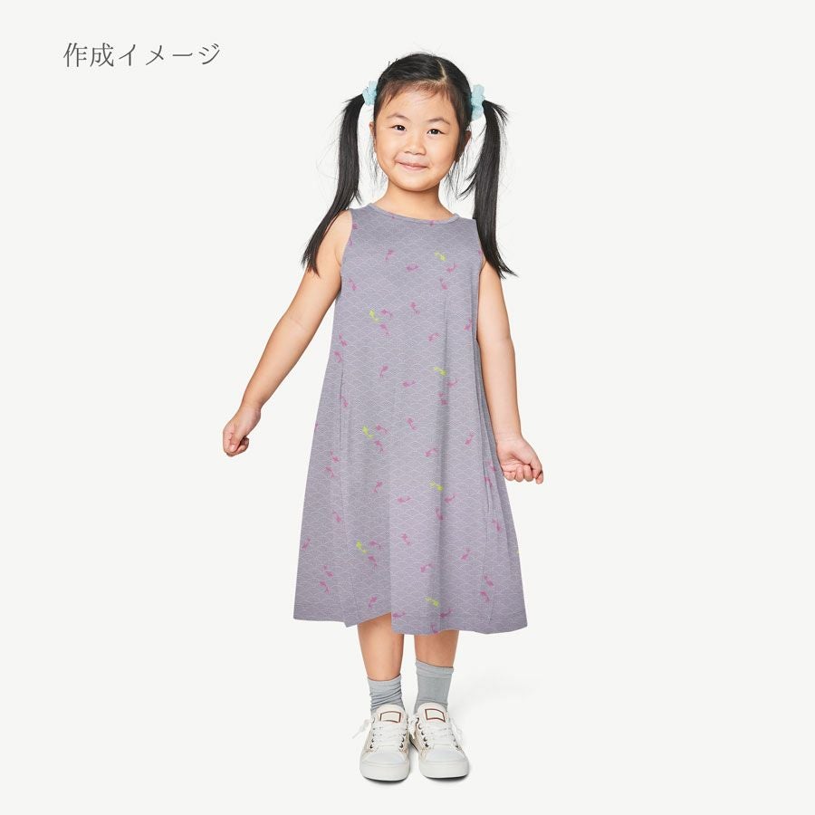 和柄コットン生地 青海波に金魚(グレー) 10cm単位 切り売り