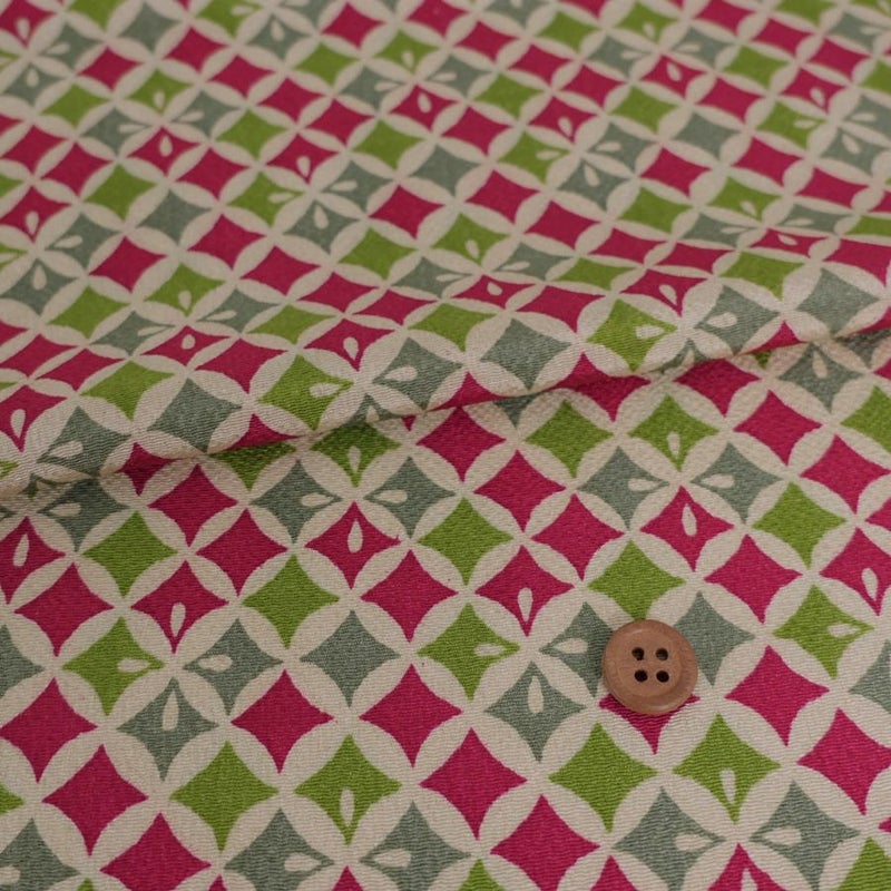 ちりめん生地 七宝菱(紅若葉) 10cm単位 切り売り