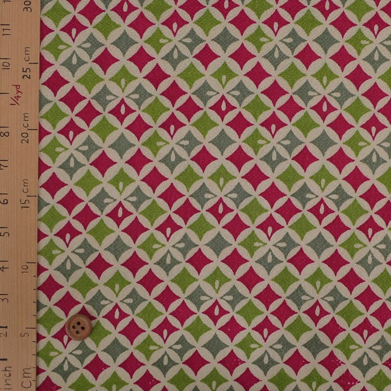 ちりめん生地 七宝菱(紅若葉) 10cm単位 切り売り