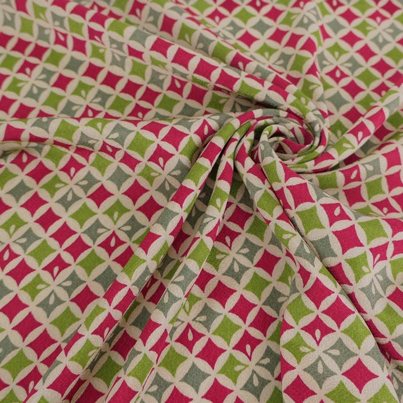 ちりめん生地 七宝菱(紅若葉) 10cm単位 切り売り