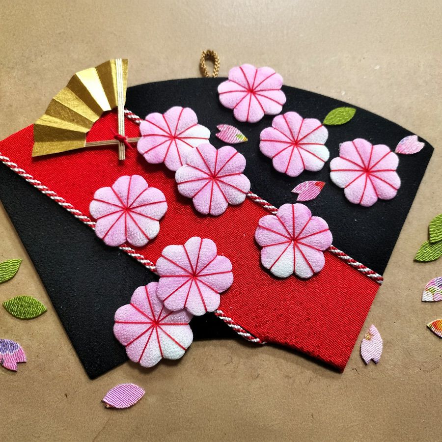 押し絵細工キット 末廣飾り 夜桜 |生地 和柄/和布/ちりめん手芸通販布
