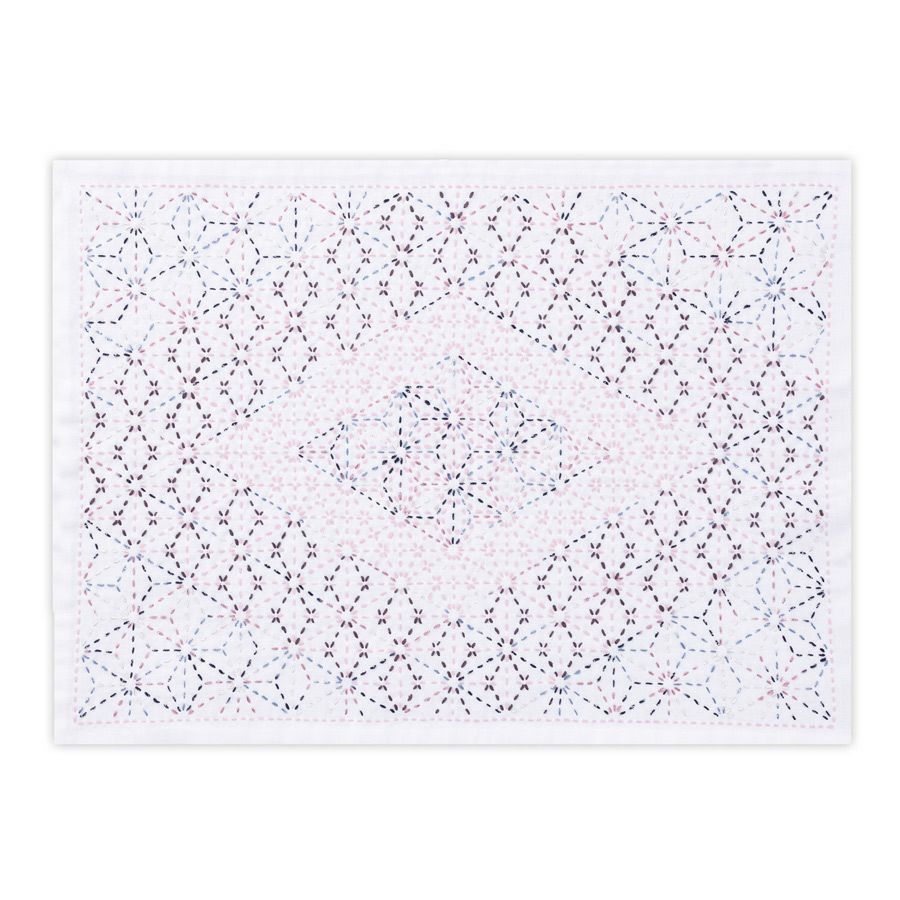 刺し子のランチョンマットキット ラメ糸 麻の葉合わせ