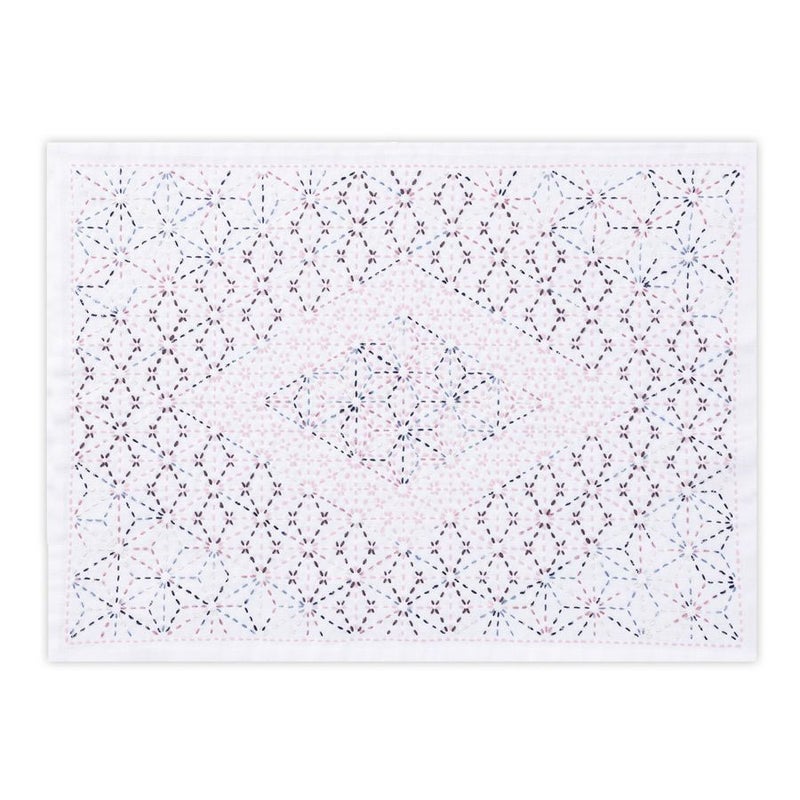 刺し子のランチョンマットキット ラメ糸 麻の葉合わせ