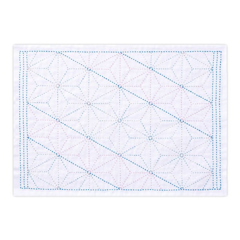 刺し子のランチョンマットキット ラメ糸 麻の葉