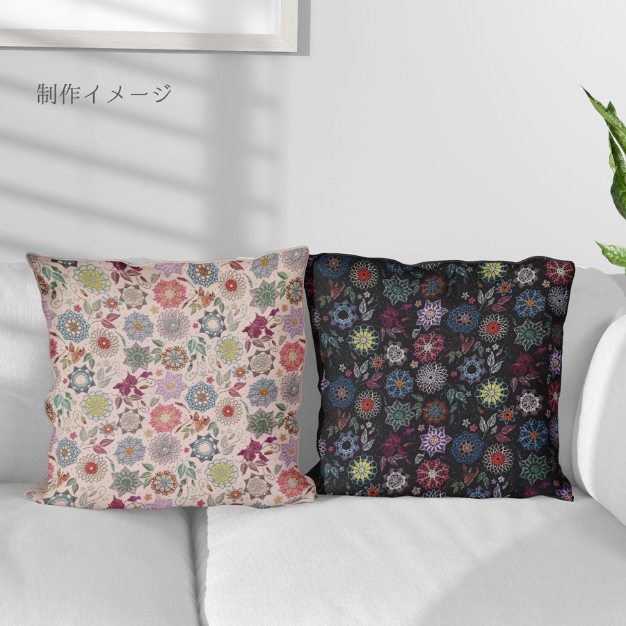 コットン生地 刺しゅう風プリント レースフラワー(ナチュラル) 10cm単位 切り売り