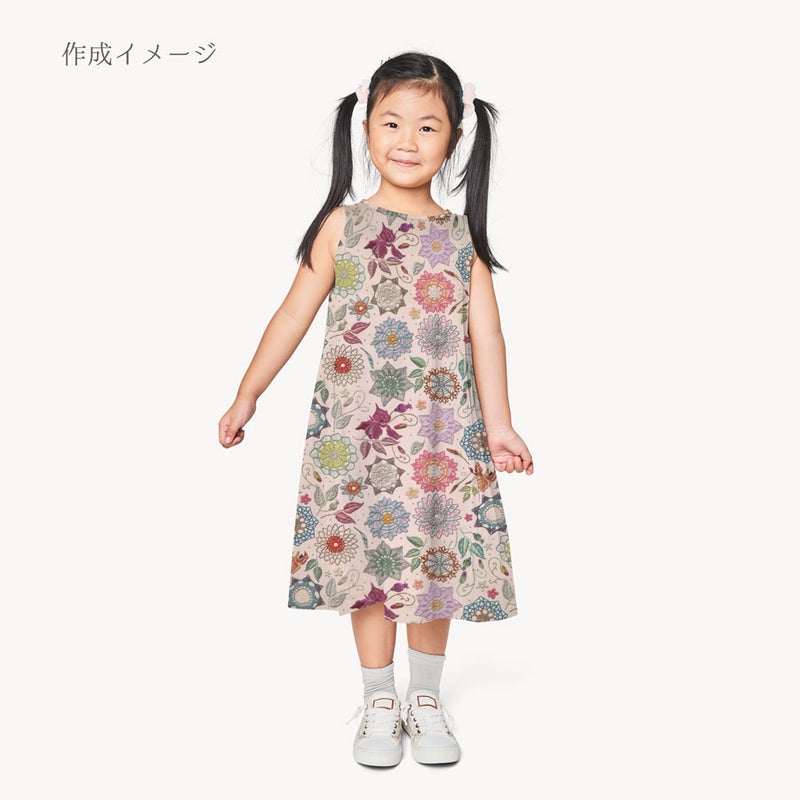 コットン生地 刺しゅう風プリント レースフラワー(ナチュラル) 10cm単位 切り売り