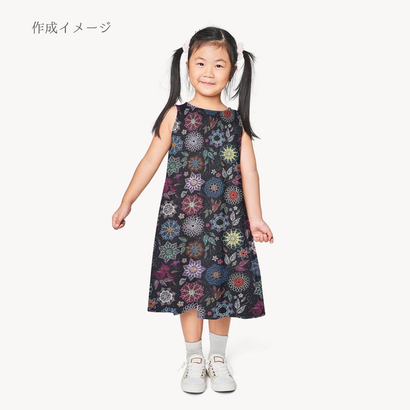 コットン生地 刺しゅう風プリント レースフラワー(ブラック) 10cm単位 切り売り