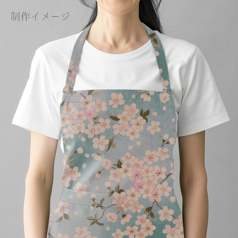 和柄コットン生地 春霞の桜(空色) 10cm単位 切り売り