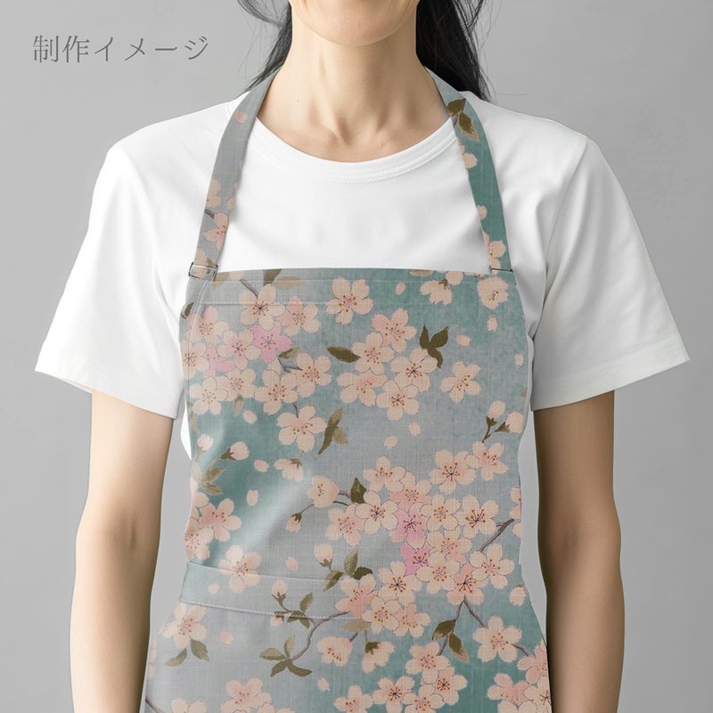 和柄コットン生地 春霞の桜(空色) 10cm単位 切り売り