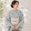 和柄コットン生地 春霞の桜(空色) 10cm単位 切り売り