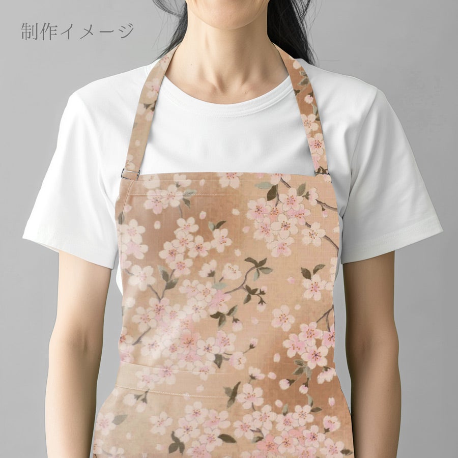 和柄コットン生地 春霞の桜(ベージュ) 10cm単位 切り売り